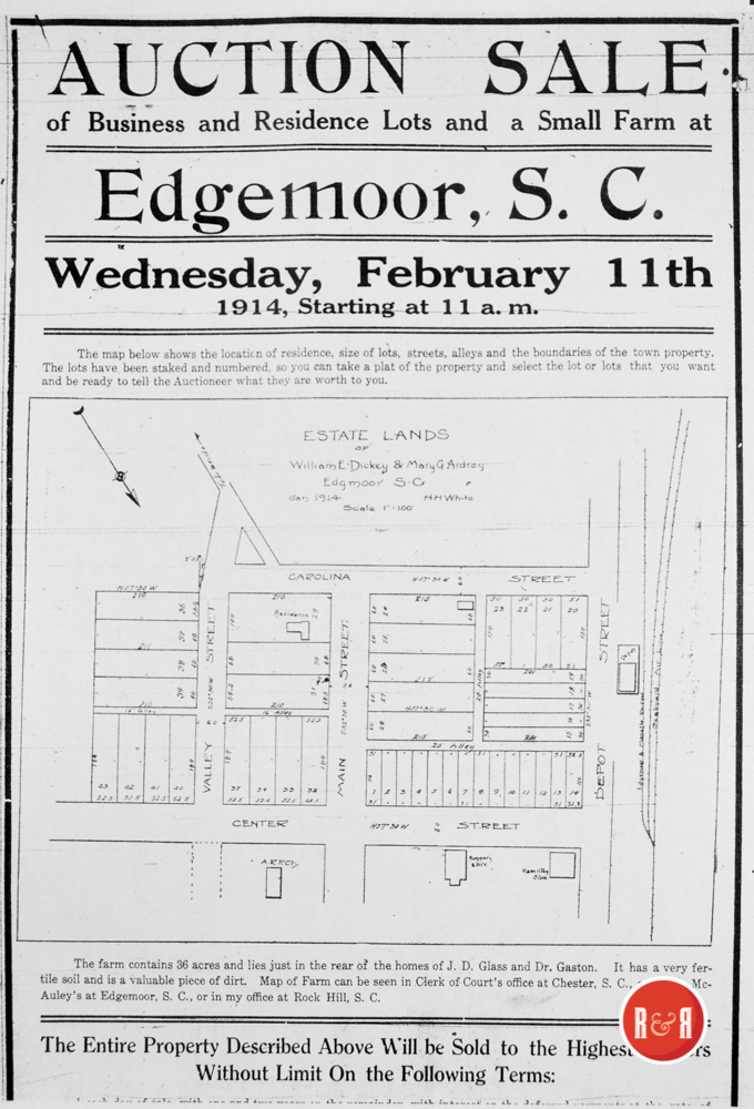 AUCTION OF LOTS IN EDGEMOOR - FEB. 11, 1914