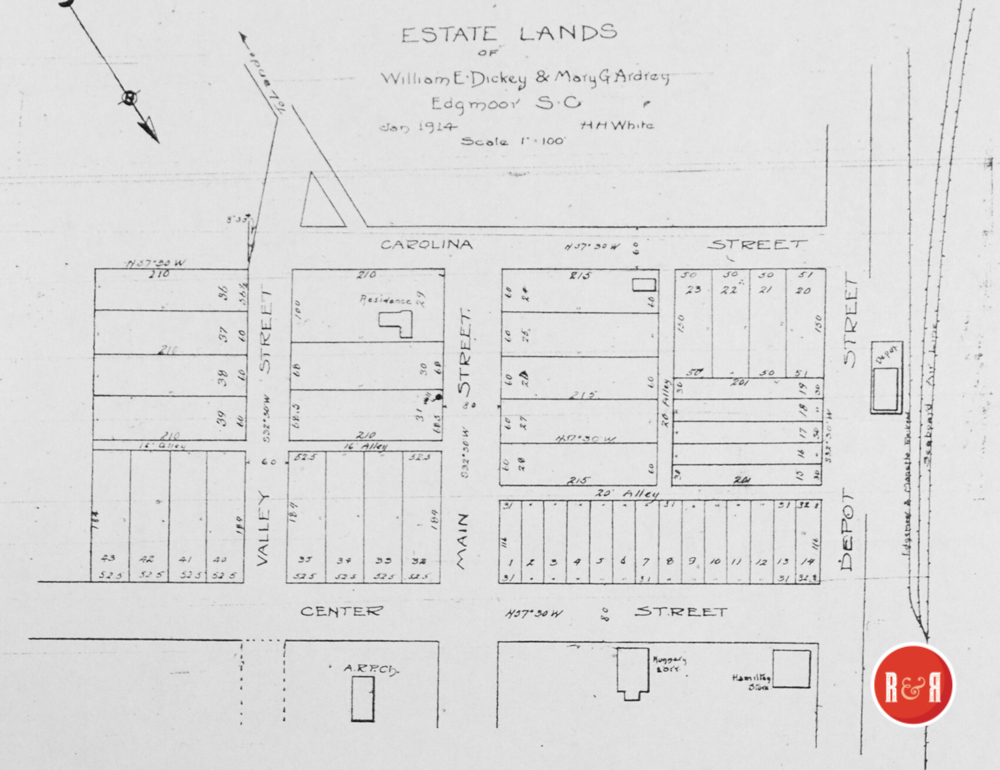 MAP OF LOTS TO BE AUCTIONED IN EDGEMOOR - 1914