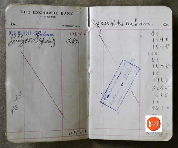 Bank book dated 1897, (interior pages) courtesy of the Hardin – Oates – McMaster Collection, 2016
