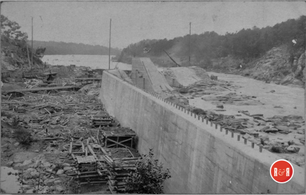 Images of the cofferdam at Nitrolee used to divert water to the textile mills and canals at Great Falls, S.C.