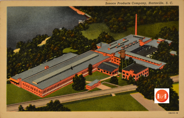 Mid 20th century postcard featuring the Sonoco Products Company of Hartsville, S.C. Courtesy of the Martin Postcard Collection - 2014