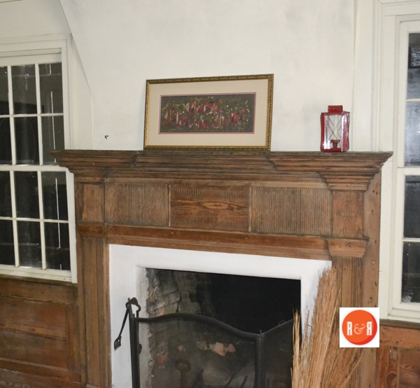 Interior fireplace mantel. Image taken by R&R – 2017
