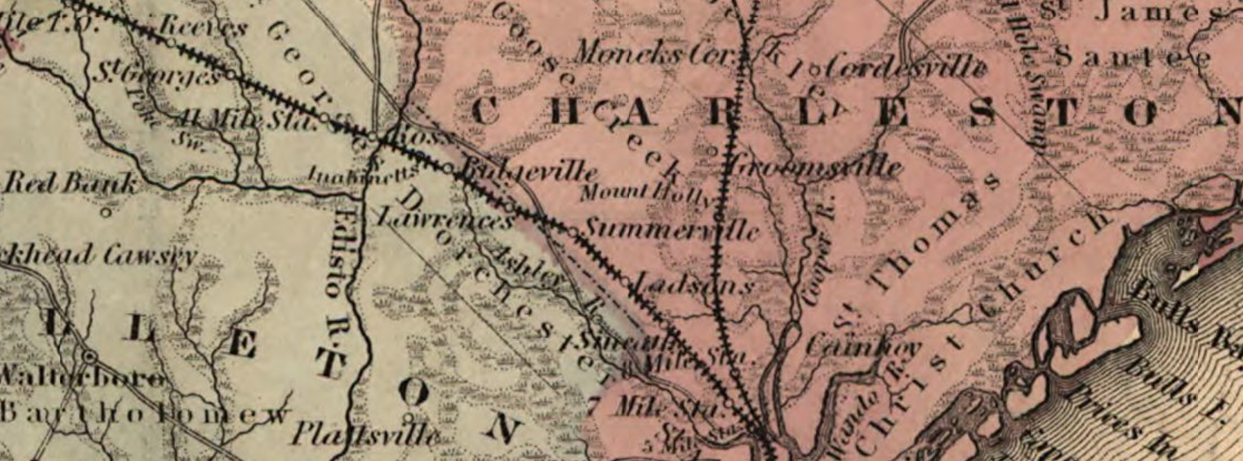 Enlargement of map of Summerville, S.C. (ca. 1855). Courtesy of the LOC