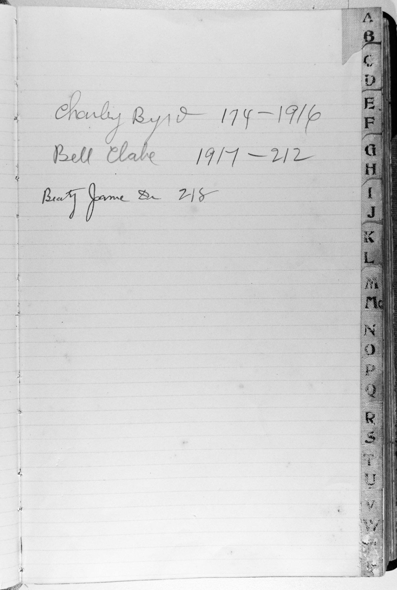 LEDGER PAGES FROM THE STORE 1912 - Alphabetical 