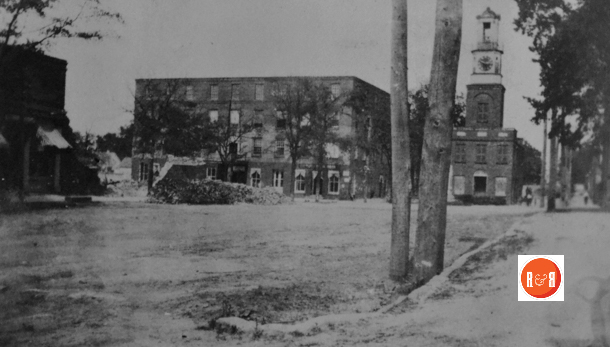 Burned shell of the old Winnsboro Hotel.  Image courtesy of the Van Center Collection