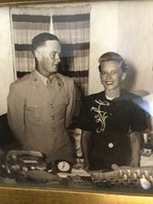 The photo of John S. Withers, with Minnie Ursula Frank, was taken within months of the end of WW II in Grapevine, Texas. Courtesy of John Withers - 2019  See written history of J.S. Withers as a PDF, this page!