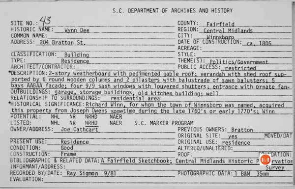 Courtesy of the SC Dept of Archives and History – 1986