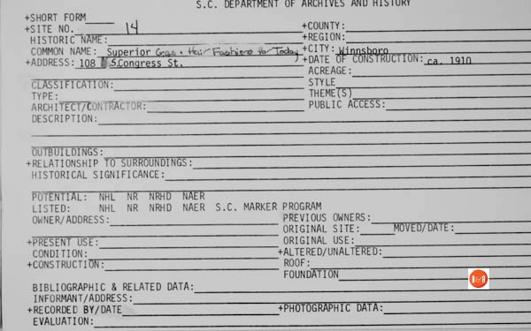 Courtesy of the SC Dept. of Archives and History – 1981