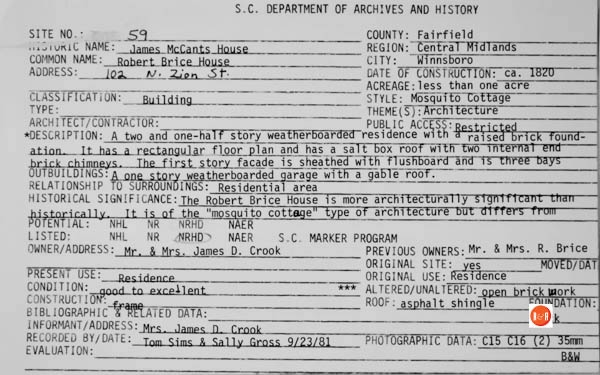 Courtesy of the SC Dept. of Archives and History – 1981