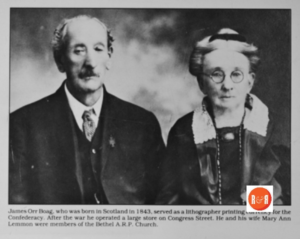 Mr. and Mrs. J.O. Boag were significant contributors to the success of the church. [Courtesy of the Fairfield Co Pictorial History and the FC Museum]