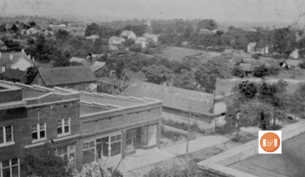 The livery stable can be seen the the aerial photo of South Congress Street. Courtesy of the Van Center Collection