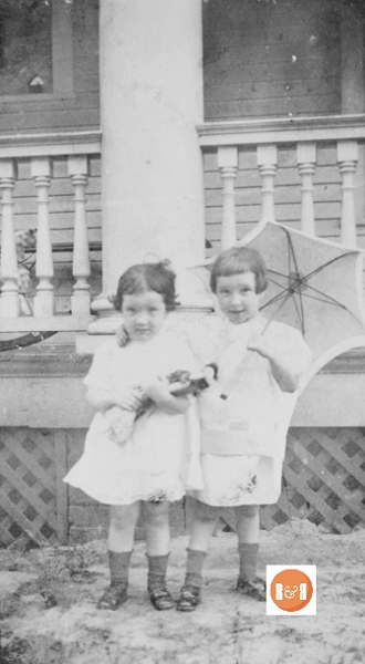 Carrie and Ella Cathcart as young children at their home. Courtesy of the Van Center Collection