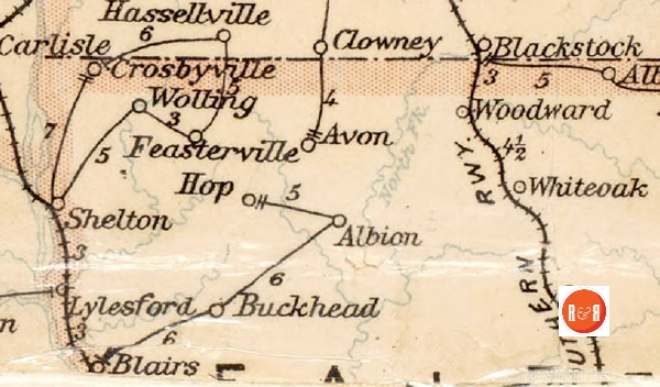 Postal Map from 1896 showing White Oak’s P.O. Courtesy of the Un. of N.C.