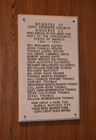 List of those from the church who died fighting the Civil War.