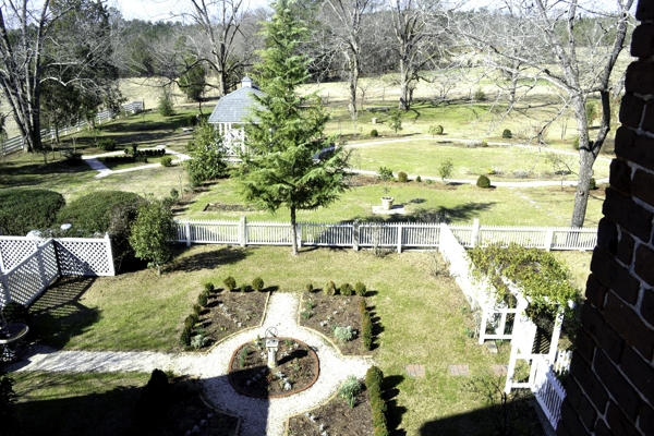 View of the restored gardens from the third floor of the home.