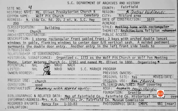 Courtesy of the SC Dept. of Archives and History – 1981