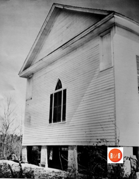 Rear of the Monticello Methodist Church showing the former doors (top ends), allowing seating for slaves in the balcony. Courtesy of the Fairfield Co Pictorial Heritage Book and the FC Museum.