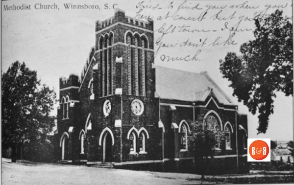 Methodist church image “postcard”, circa 1915. Courtesy of the Fairfield Co Pictorial Heritage Book and the FC Museum.