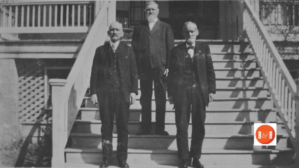 Members of the Doty family, brothers (Jess, Wm. Royston, and Alexander) , stand on the front steps of Rural Point in the early 20th century. Courtesy of the Van Center Collection