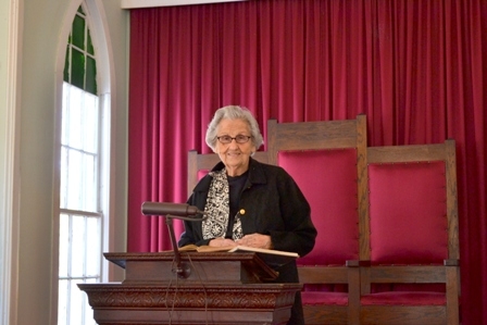 Mrs. Helen Crumpton of Jenkinsville at her beloved church, 2013.