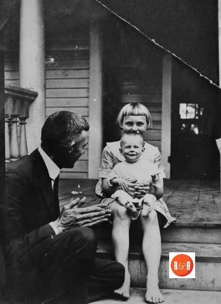 James M. Lyles, Sr and his daughters, Louisa Lyles Searson holding her sister Lavinia Lyles Peltosalo.  About 1923.  Courtesy of the Lyles Family Collection