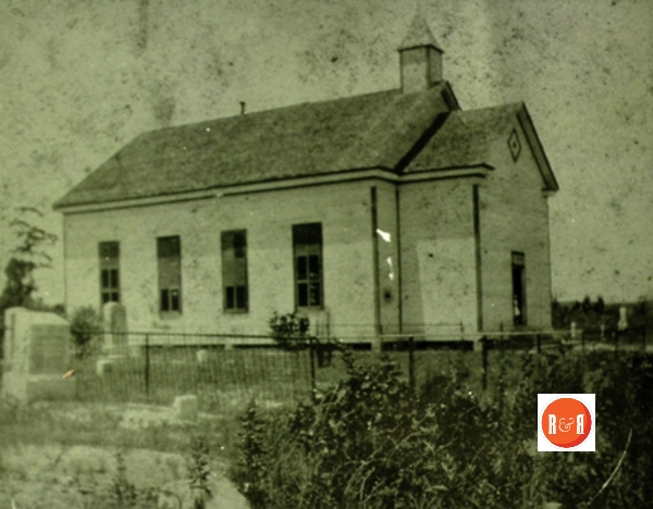 The 2nd building housing the congregation was located behind the current church on the top of the hill, circa 1890’s. [Courtesy of Ben Hornsby]
