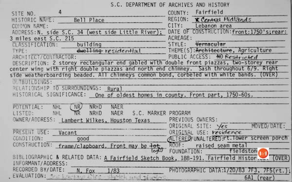 Courtesy of the SC Dept. of Archives and History – 1981