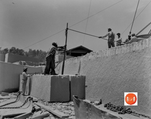 Granite blocks being removed from quarry in 1953 – image courtesy of Earnest Ferguson.