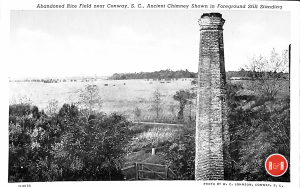 Postcard image of former rice chimney.  Courtesy of the AFLLC Collection - 2017