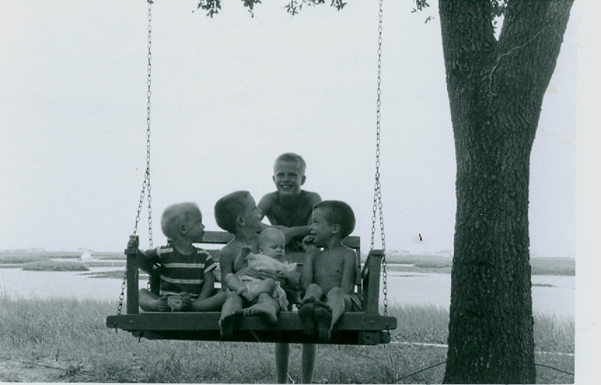 Phil and Harriet Fairey's children at Inlet House, Aug. 1955