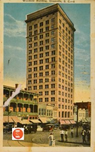 Postcard image of the Woodside's Building in downtown Greenville, S.C. Courtesy of the Revels Collection - 2015