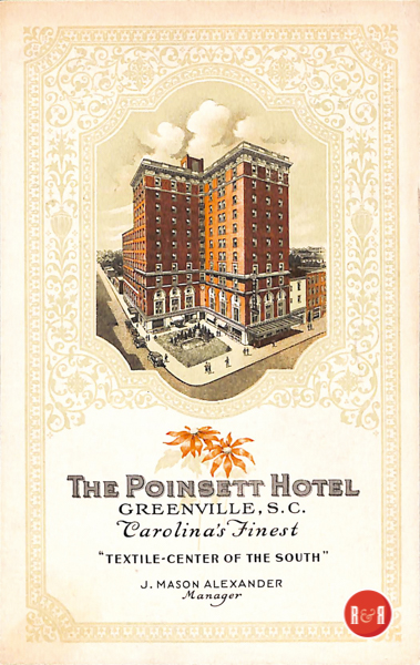 Postcard image of the Poinsett Hotel.  Courtesy of the AFLLC Collection - 2017