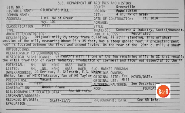 Courtesy of the SC Dept. of Archives and History – 1981