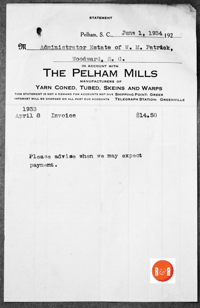 Receipts courtesy of the Patrick – Russell Collection