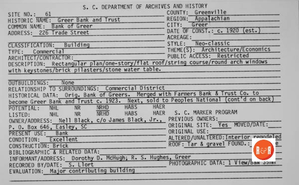 Courtesy of the S.C. Dept. of Archives and History