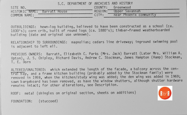 Courtesy of the SC Dept. of Archives and History – 1984