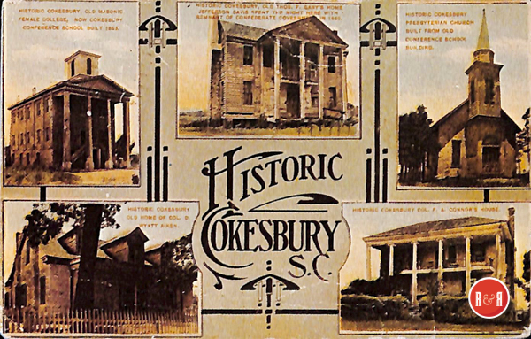 Postcard image of the buildings at Cokesbury. Courtesy of the AFLLC Collection (see enlarged version under primary image).