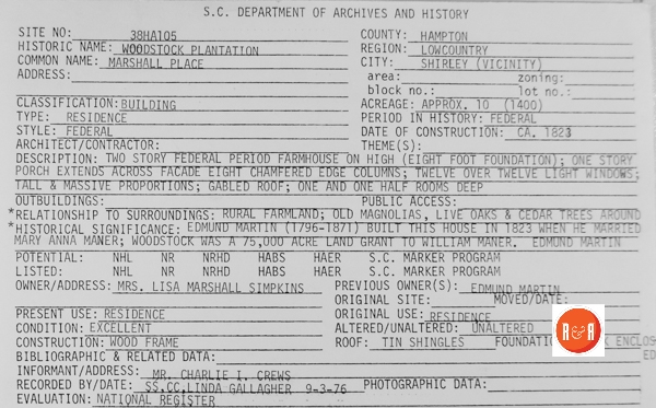 Courtesy of the SC Dept. of Archives and History – 1976