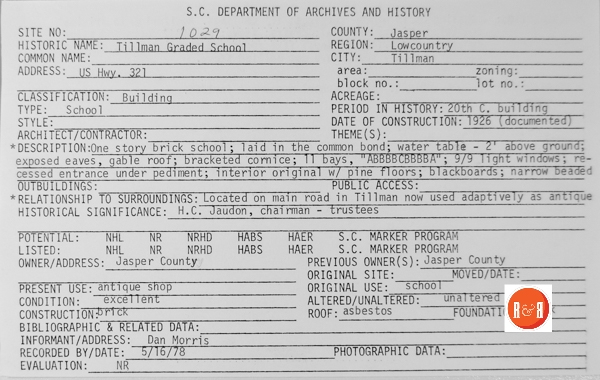 Courtesy of the SC Dept. of Archives and History – 1977