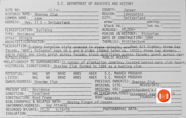 Courtesy of the SC Dept. of Archives and History – 1977