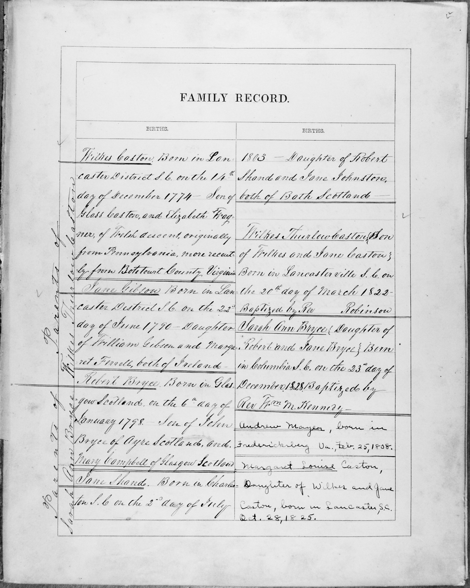 Flat Creek Baptist Church & Cemetery / Historic Caston Family Bible