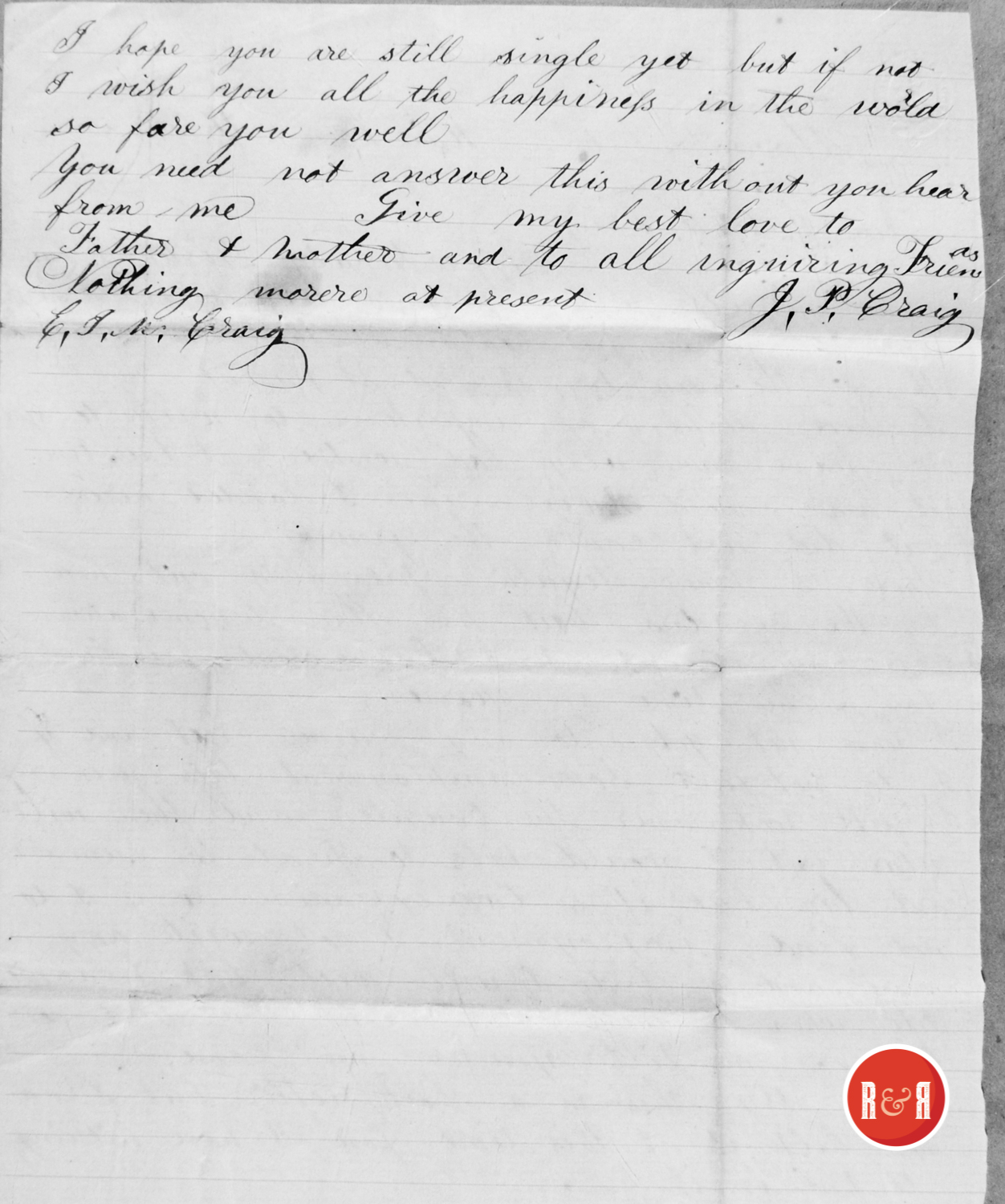 LETTER TO MS. CRAIG FROM WARREN, ARK., - 1858, p. 2