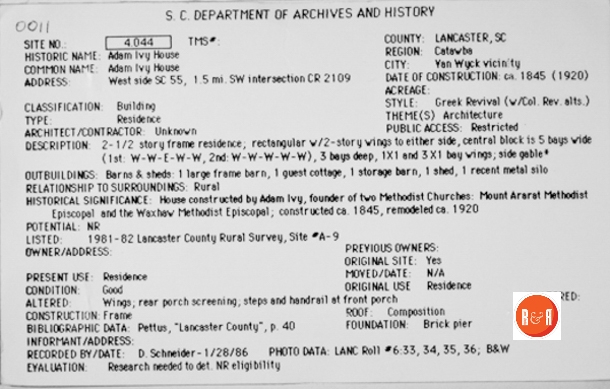 Courtesy of the SC Dept. of Archives and History – 1986