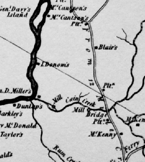 Note the location of the Plt. “Plantation” just north of Cain Creek.  This is believed to be the potential site of the Getty’s Store and plantation. Map section taken from the Mill’s Atlas Map of Lancaster County, S.C., which was surveyed, at approximately the same time frame, as the stores’ ledgers were created.