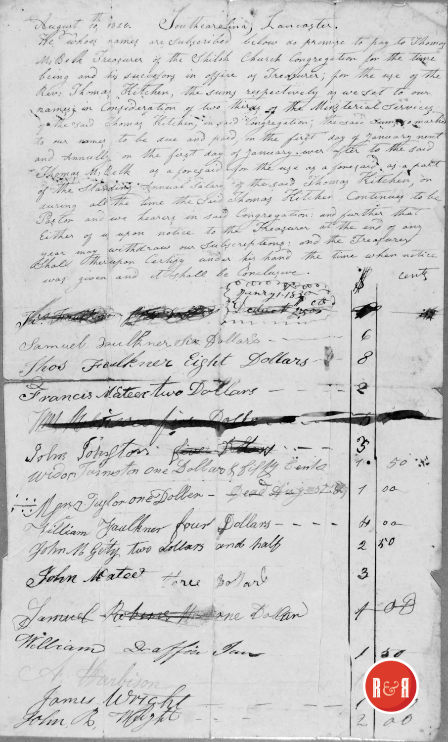 LEDGER FROM MASSEY AND MOORE - 1850s, p. 2