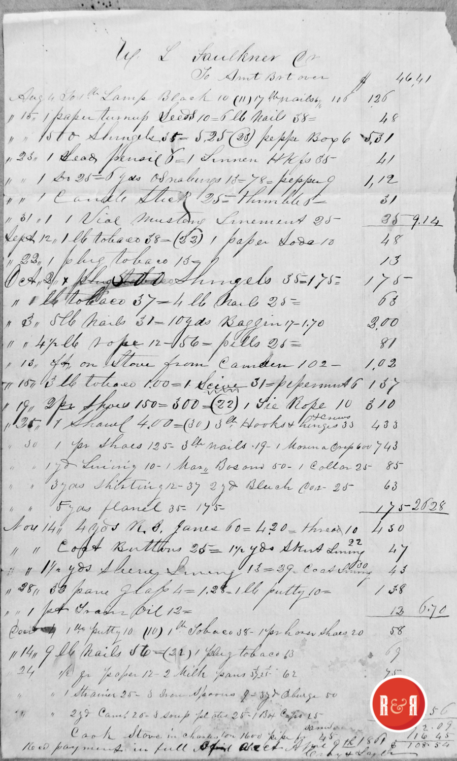 LEDGER FROM CRAIG AND TAYLOR - 1860, p. 2