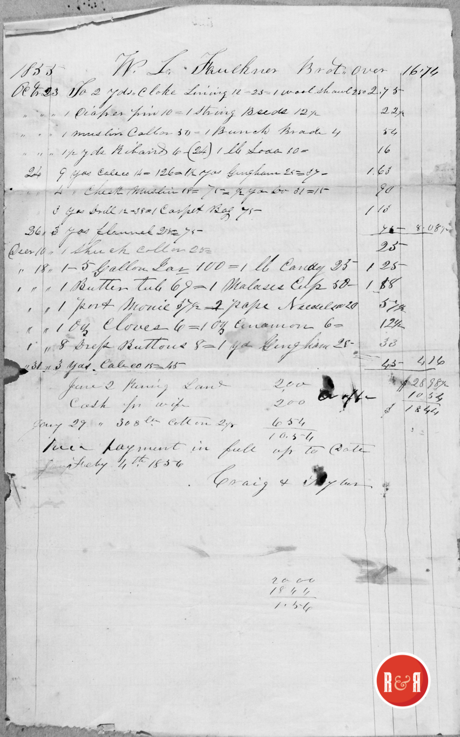 LEDGER FROM CRAIG AND TAYLOR - 1860, p. 6