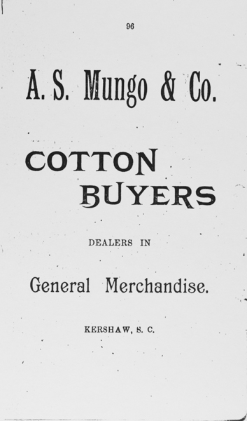 A.S. Mungo and Co. (Cotton Buyers - Kershaw SC),