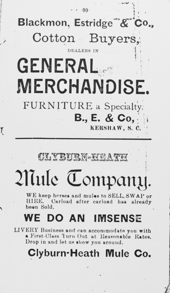Blackmon - Estridge and Co (Cotton Buyers), Clyburn and Heath (Mule Company),