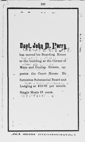 Capt. John M. Perry (Corner of Main and Dunlap opposite the CH),
